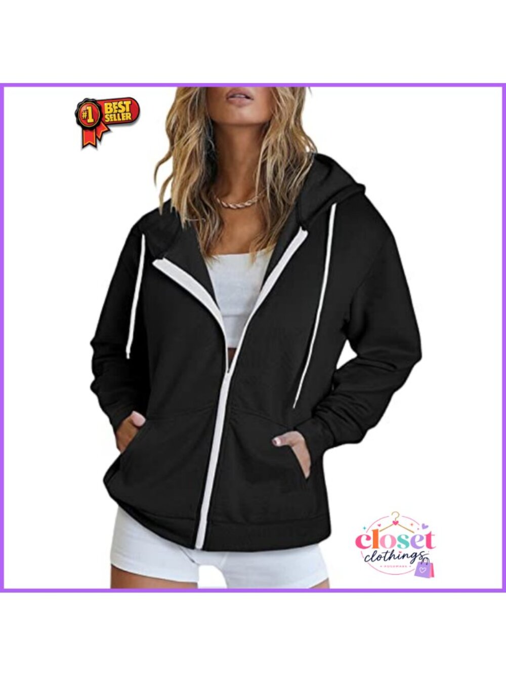 Women's Full Zip Up Hoodie Long Sleeve Hooded Sweatshirt with Pockets